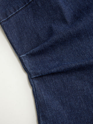 High Stretch Denim Ruched Zipper Mini Dress