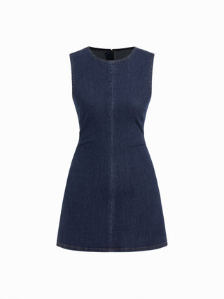 High Stretch Denim Ruched Zipper Mini Dress