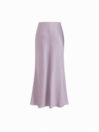 Satin Mid Rise Ruffle Bias Maxi Skirt