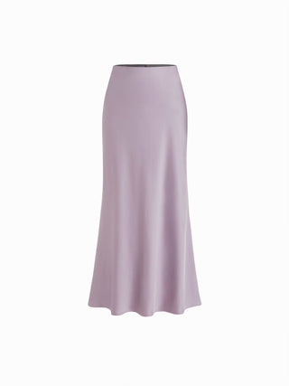 Satin Mid Rise Ruffle Bias Maxi Skirt