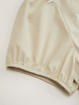 Cotton Puff Sleeve Lace Panel Blouse