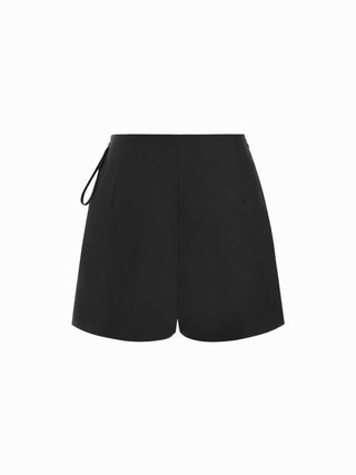Linen-blend Wrap Front A-line Split Mini Skort