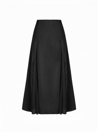 Chiffon Mid Rise Draped A-line Maxi Skirt