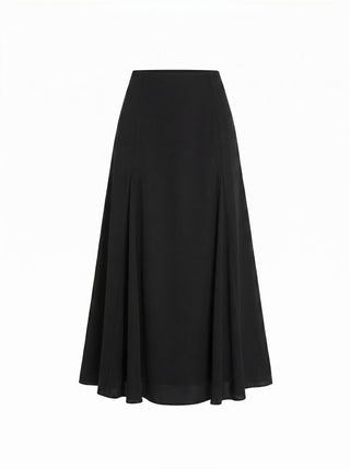 Chiffon Mid Rise Draped A-line Maxi Skirt