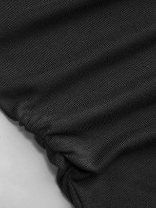 Boat Neck Mid-length Bell Sleeve Ruched Tee