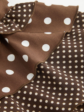 Polka Dot Halter Neckline Ruffled Oversized Crop Cami Top