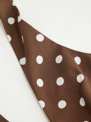 Polka Dot Halter Neckline Ruffled Oversized Crop Cami Top