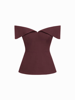 Off-shoulder Short Sleeve Zipper Top