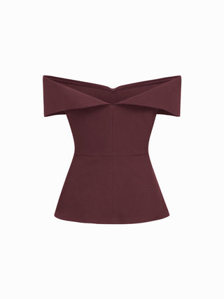 Off-shoulder Short Sleeve Zipper Top