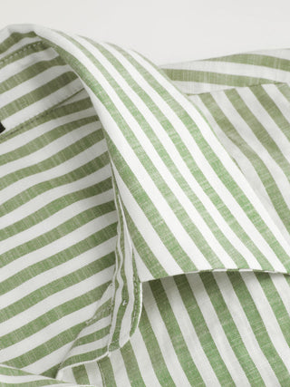 Cotton-Blend Striped Collar Shirred Waist Romper