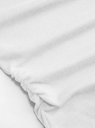 Boat Neck Mid-length Bell Sleeve Ruched Tee