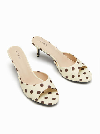 POLKA DOT KITTEN HEELED SANDALS