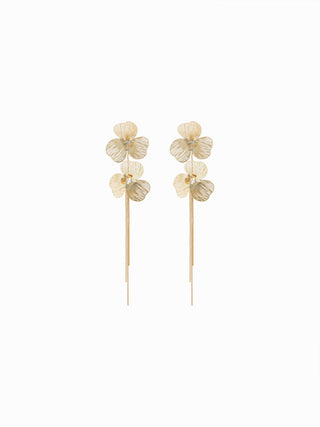 FLOWER & RHINESTONE DROP EARRINGS