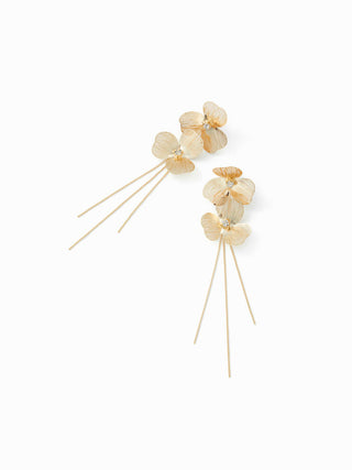 FLOWER & RHINESTONE DROP EARRINGS