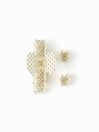 3PCS POLKA DOT HAIR CLAW SET