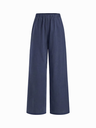 Linen-blend Boat Neck Knotted Top & Mid Rise Capri Straight Leg Trousers Set