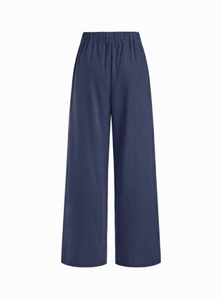 Linen-blend Boat Neck Knotted Top & Mid Rise Capri Straight Leg Trousers Set