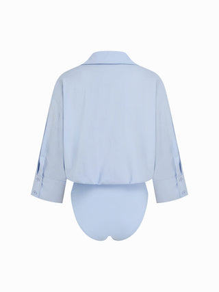 Cotton-blend Mid-length Sleeve Shirt Bodysuit