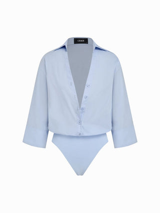 Cotton-blend Mid-length Sleeve Shirt Bodysuit