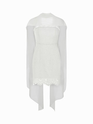 Lace Cotton-blend Bandeau Bodycon Mini Dress With Scarf