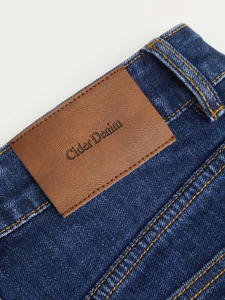 Stretch Denim Mid Rise Washed Roll Hem Shorts With Belt