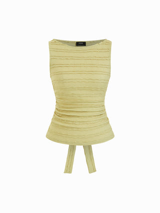 Textured Ruched Cut Out Backless Tie Back Tank Top