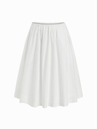 Cotton-blend V-neck Top & Mid Rise Ruched Flared Maxi Skirt Set