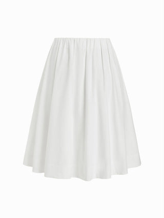 Cotton-blend V-neck Top & Mid Rise Ruched Flared Maxi Skirt Set