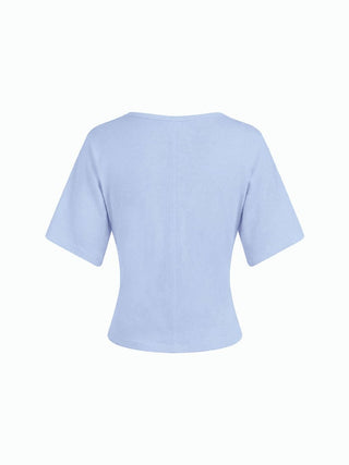 Cotton-blend U-neckline Short Bell Sleeve Tee
