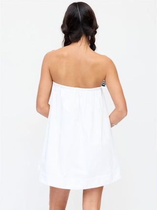 Cotton Bandeau Striped Bowknot Oversized Babydoll Mini Dress