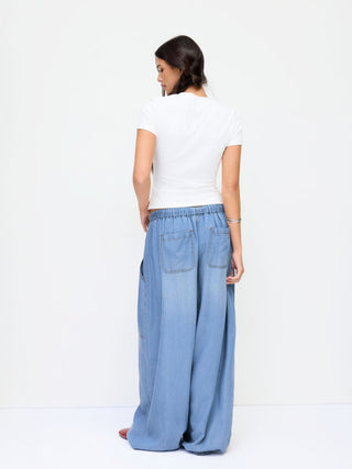 Denim High Rise Washed Drawstring Jogger Oversized Jeans