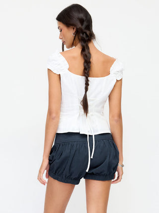 Cotton-blend Mid Rise Metal Detail Bloomer Shorts