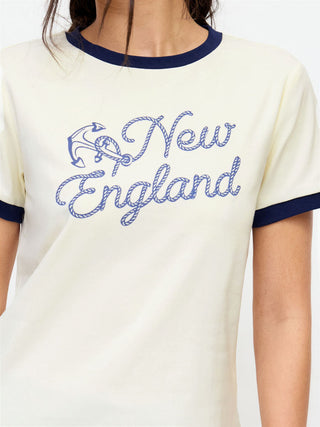 Cotton-blend New England Graphic Contrasting Binding Tee