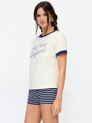 Cotton-blend New England Graphic Contrasting Binding Tee