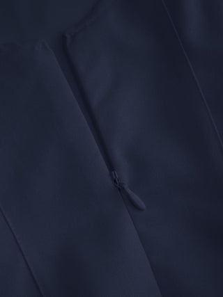 Linen-blend Boat Neck Pleated A-line Mini Dress
