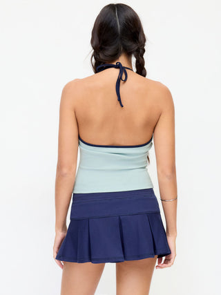Cape Cod 25 Cotton-blend Graphic V-neck Backless Halter Top