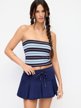 Stripe Backless Crop Bandeau Top