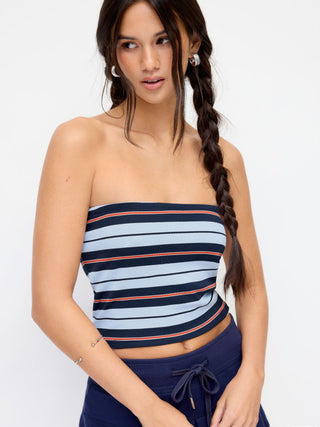 Stripe Backless Crop Bandeau Top