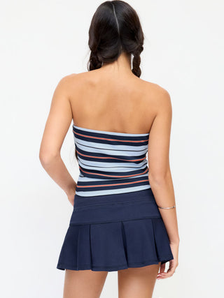 Cotton-blend Terry Low Rise Drawstring Pleated Mini Skirt