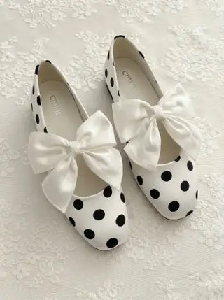BOWKNOT & POLKA DOT MARY JANE FLATS For Date Party/Clubbing Picnic