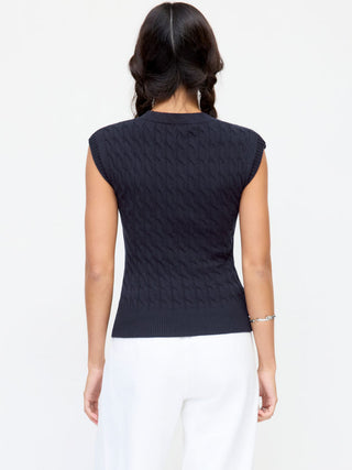 Cable Knit V-neck Twist Knotted Tank Top