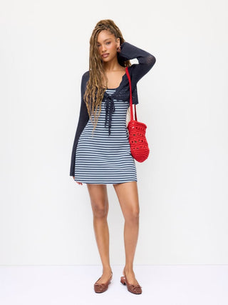 Knit Crochet Hollow Out Bell Sleeve Knotted Oversized Cardigan