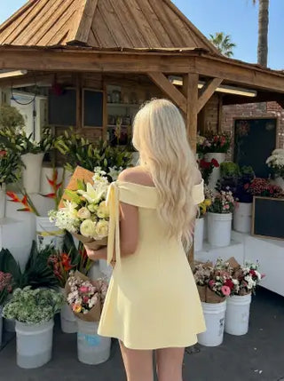 Jersey Off-shoulder Short Sleeve Bowknot Mini Dress