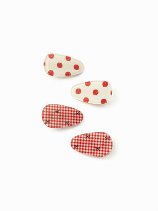 4PCS POLKA DOT & GINGHAM HAIR CLIP SET
