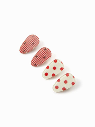 4PCS POLKA DOT & GINGHAM HAIR CLIP SET