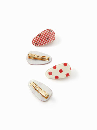 4PCS POLKA DOT & GINGHAM HAIR CLIP SET