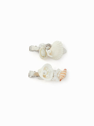 2PCS SHELL & FAUX PEARL HAIR CLIP SET