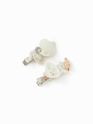 2PCS SHELL & FAUX PEARL HAIR CLIP SET