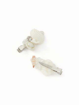 2PCS SHELL & FAUX PEARL HAIR CLIP SET