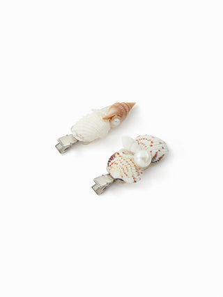 2PCS SHELL & FAUX PEARL HAIR CLIP SET